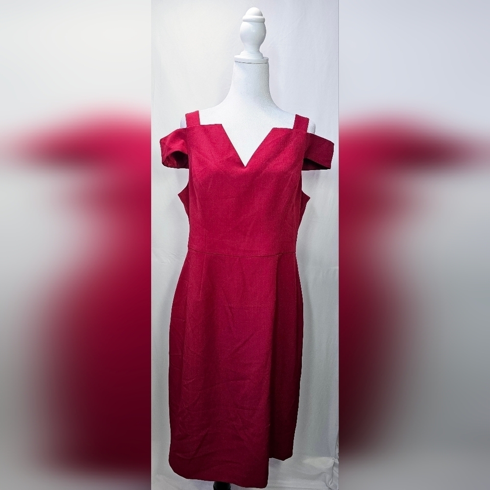 Size 12 White House Black Market Red Off-Shoulder Dress